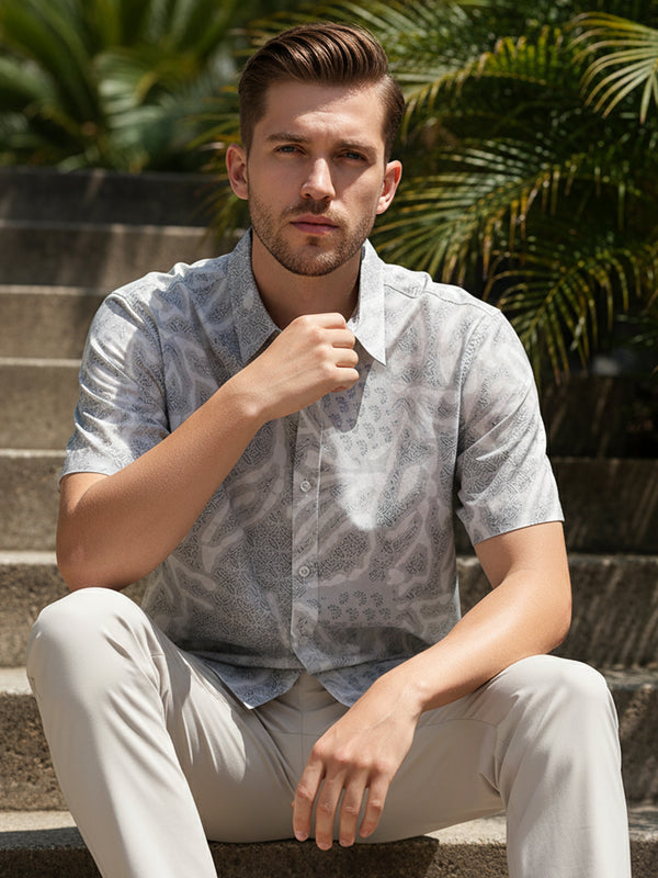 GAVYN R/FIT SHORT SLEEVE SHIRT (LIGHT GREY)